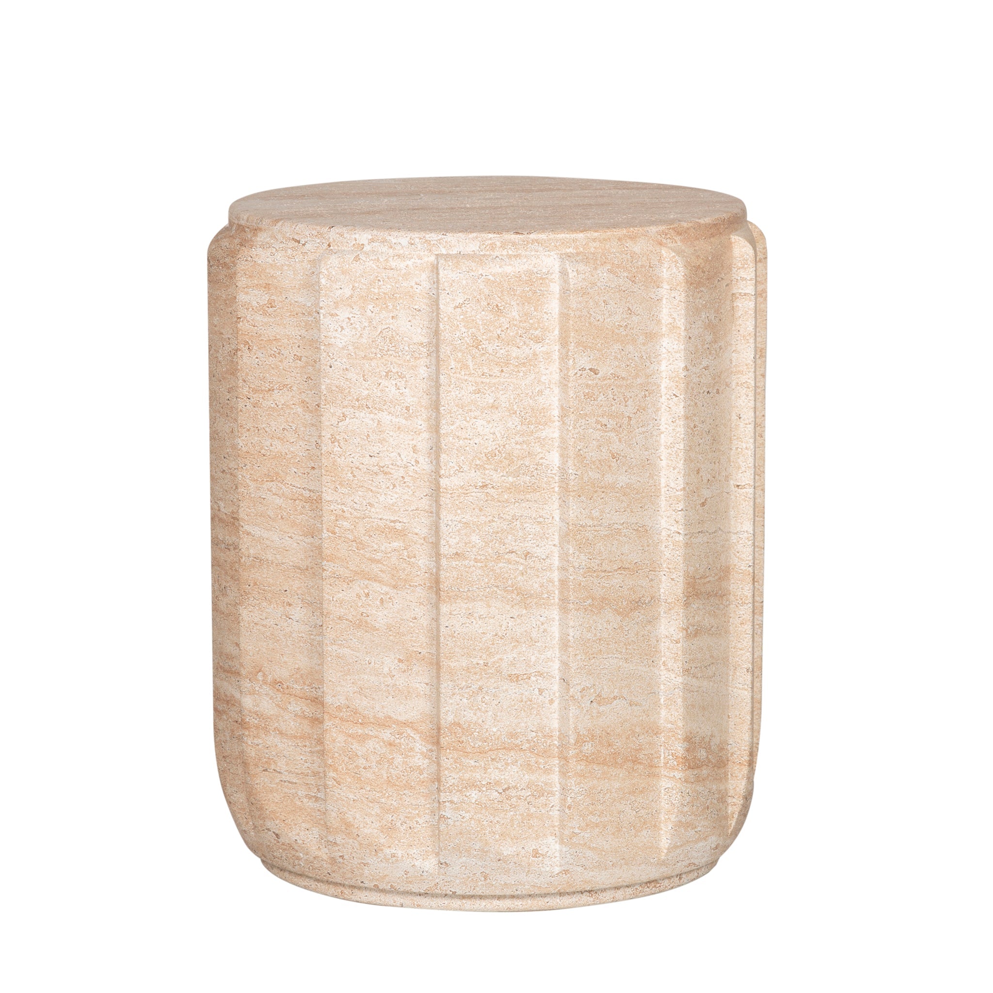 38cm Stool Capri Side Table - Light Travertine Look