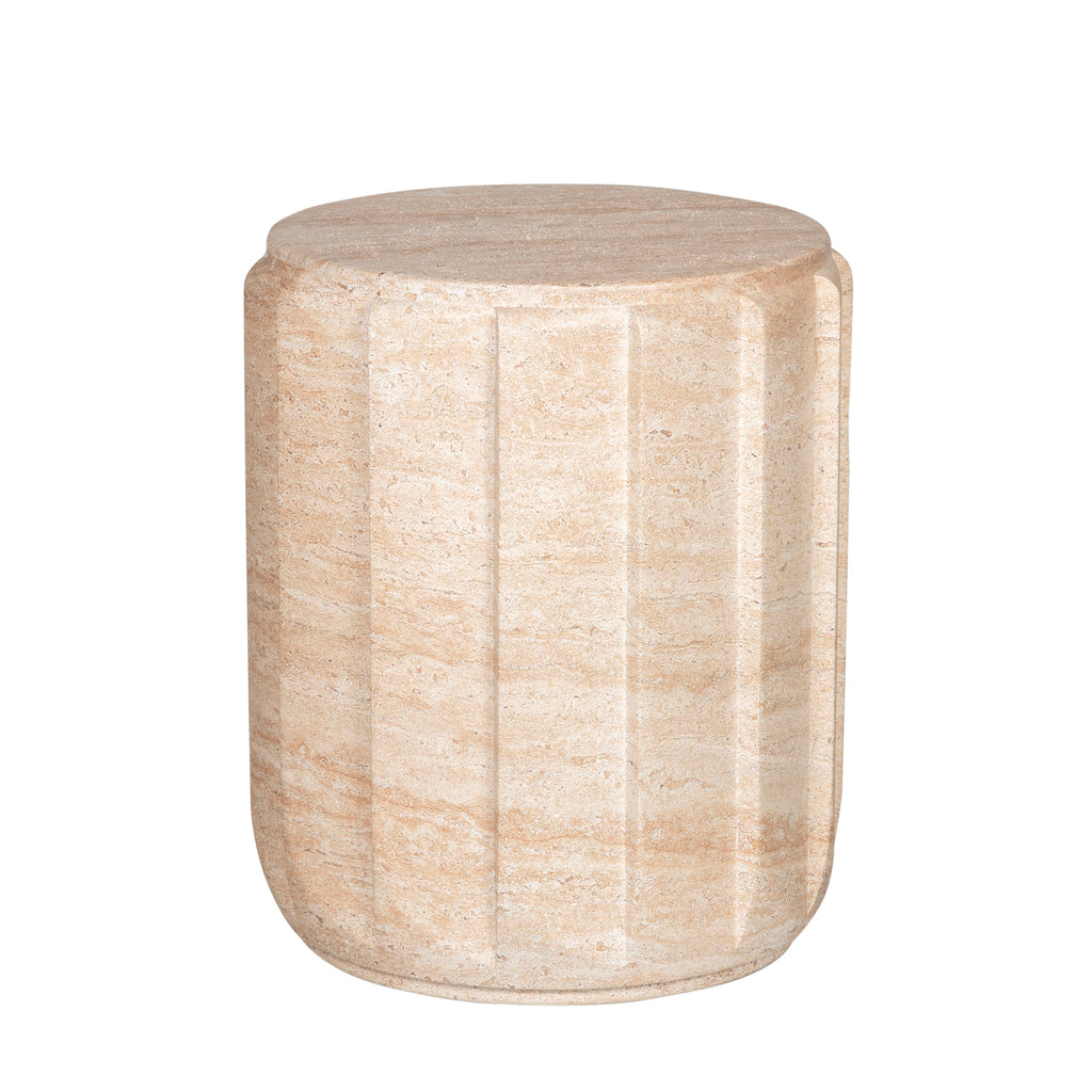 38cm Stool Capri Side Table - Light Travertine Look