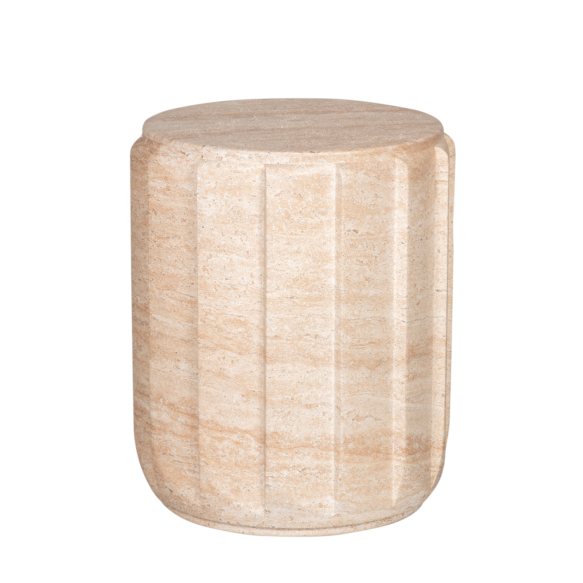 38cm Stool Capri Side Table - Light Travertine Look