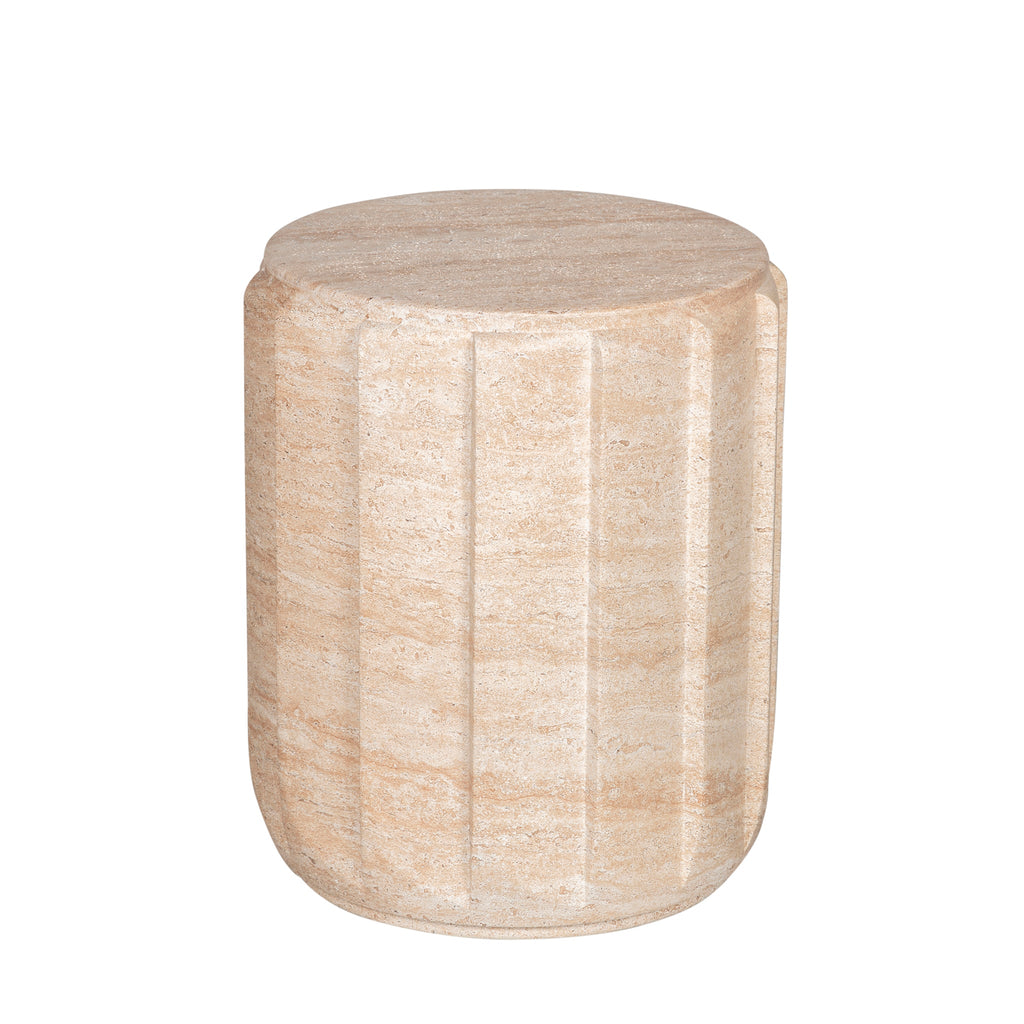38cm Stool Capri Side Table - Light Travertine Look