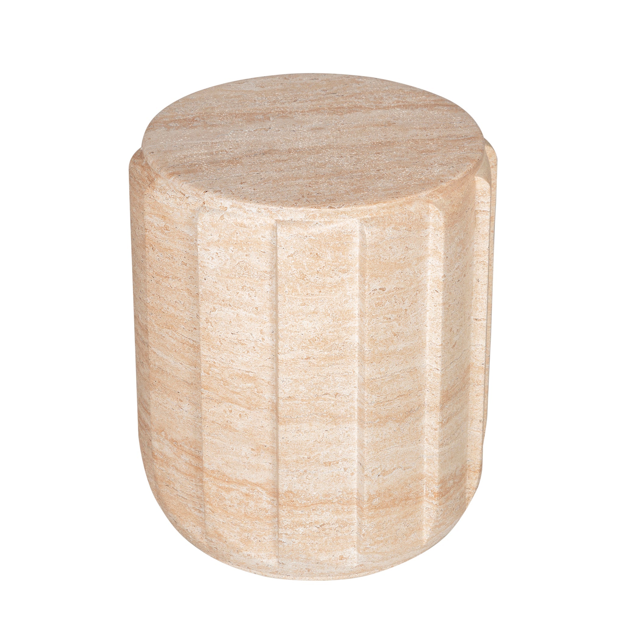 38cm Stool Capri Side Table - Light Travertine Look