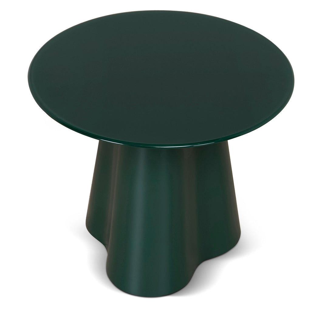 60cm Round Tempered Glass Capri Side Table - Green