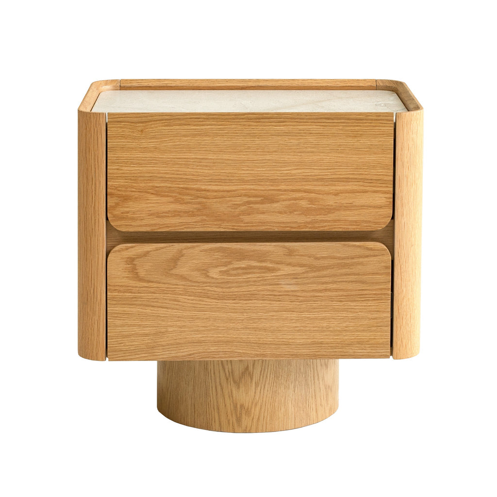 Stone Top Bedside Table - Natural
