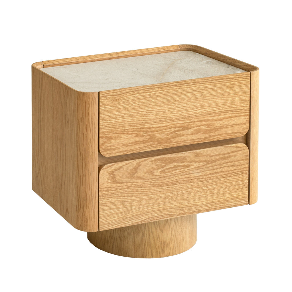 Stone Top Bedside Table - Natural
