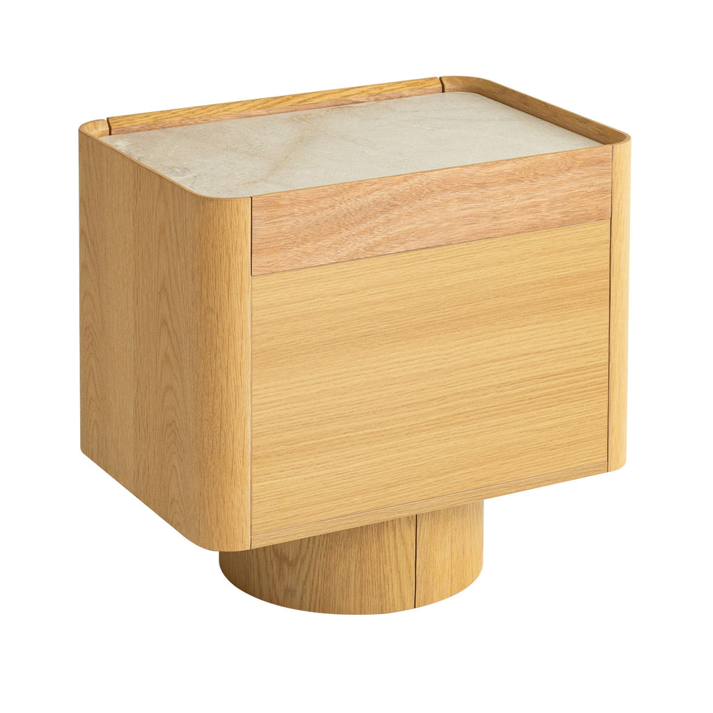 Stone Top Bedside Table - Natural