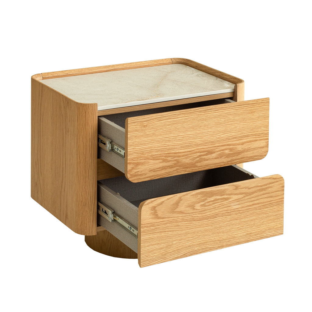 Stone Top Bedside Table - Natural