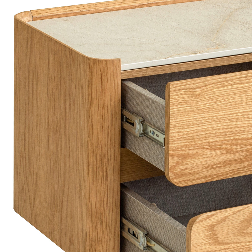Stone Top Bedside Table - Natural
