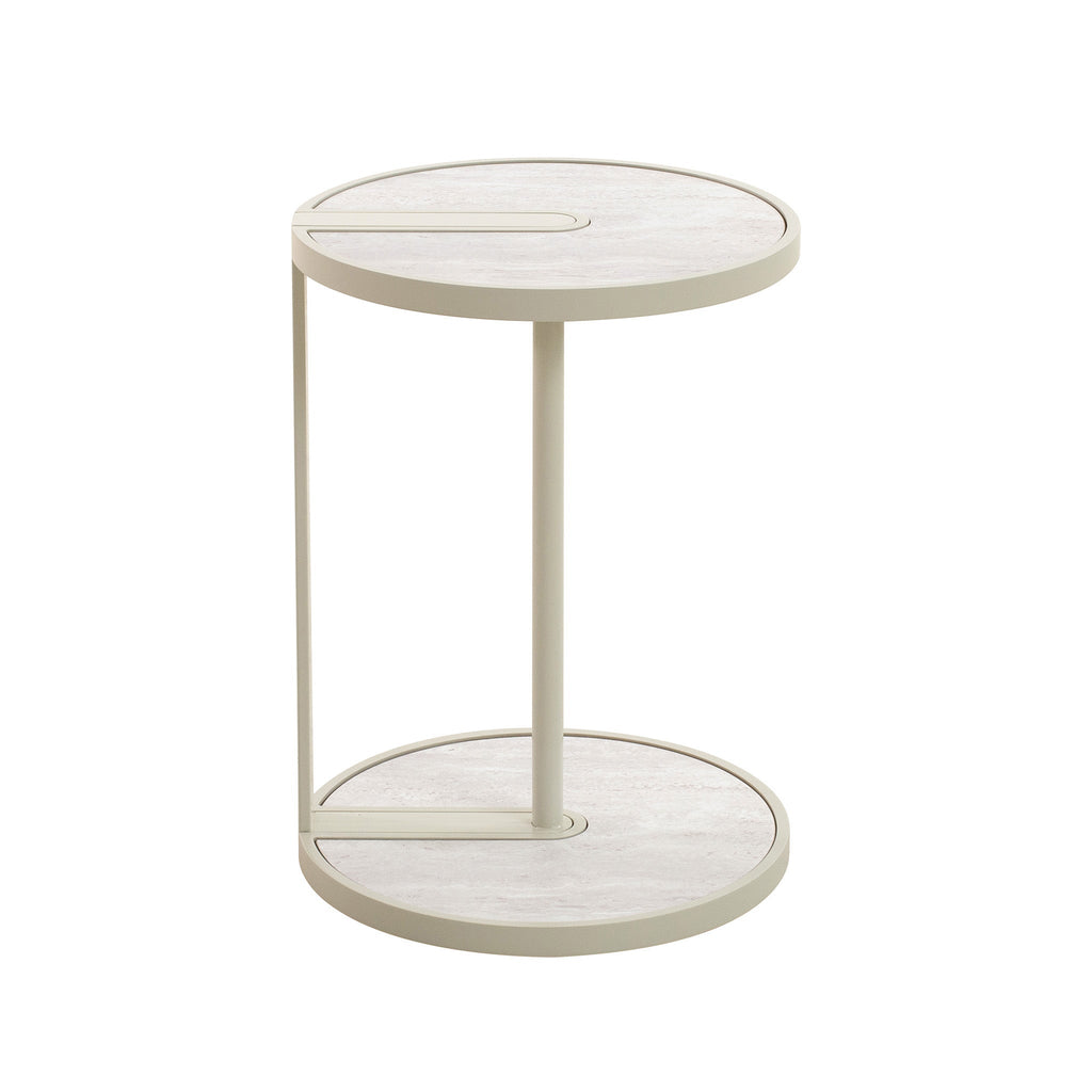 Beige Glass Capri Side Table - Warm Grey