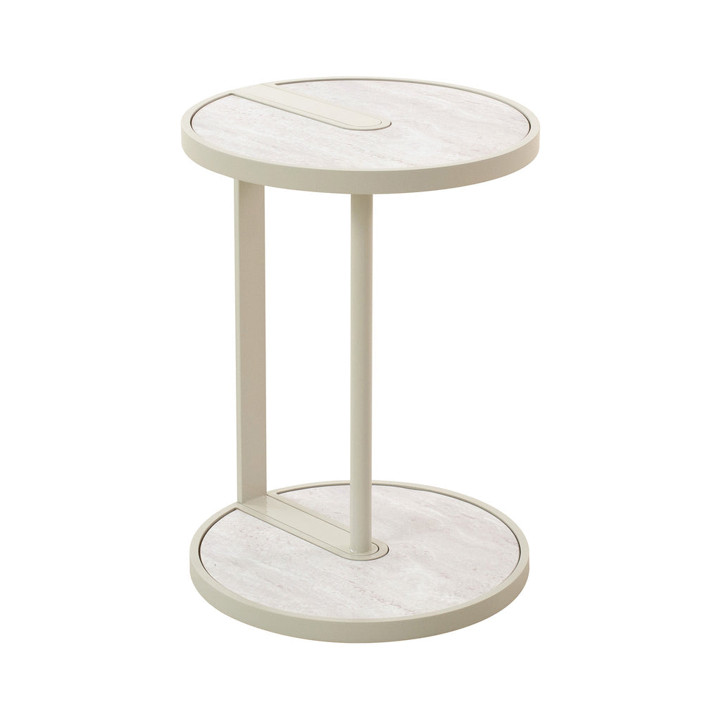 Beige Glass Capri Side Table - Warm Grey