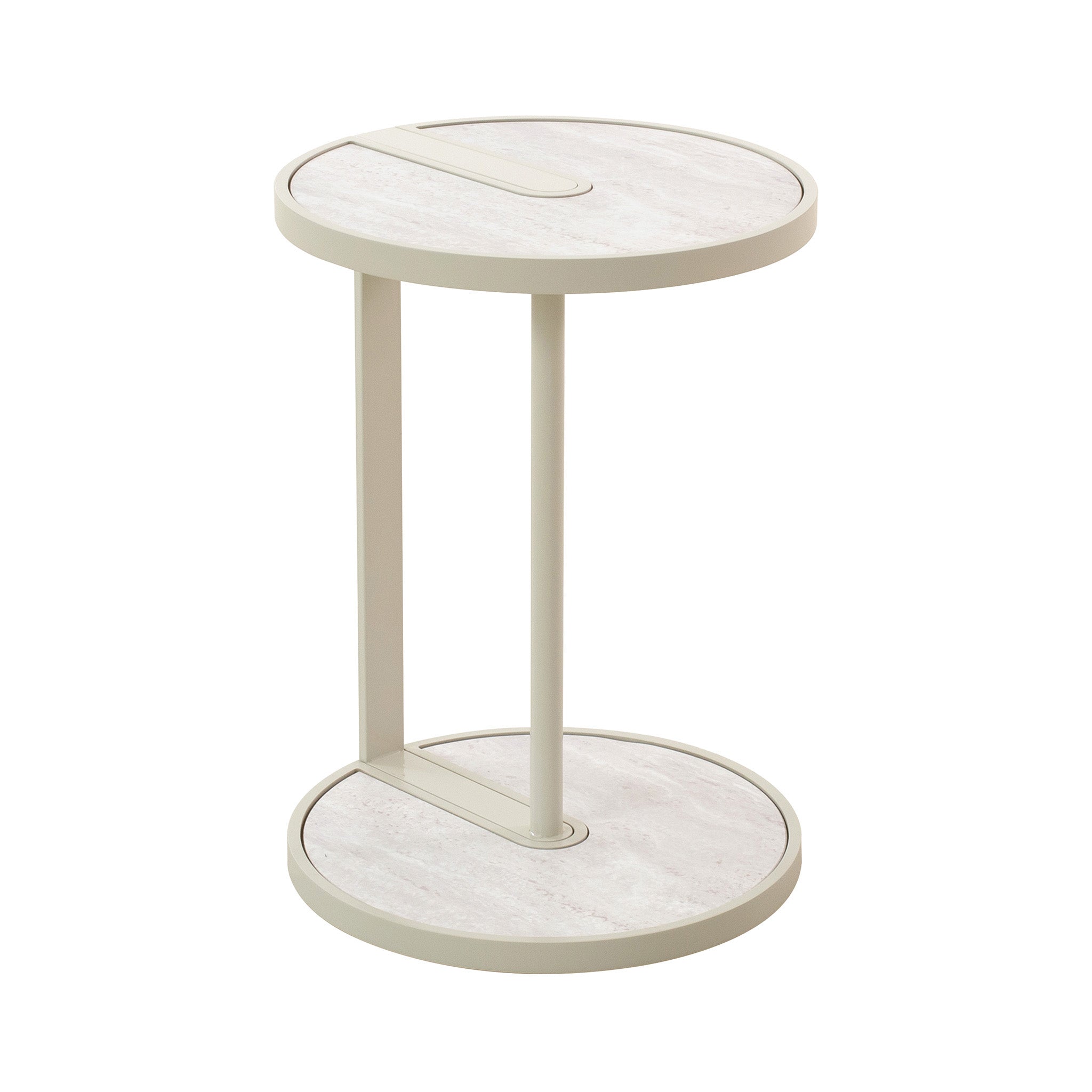 Beige Glass Capri Side Table - Warm Grey