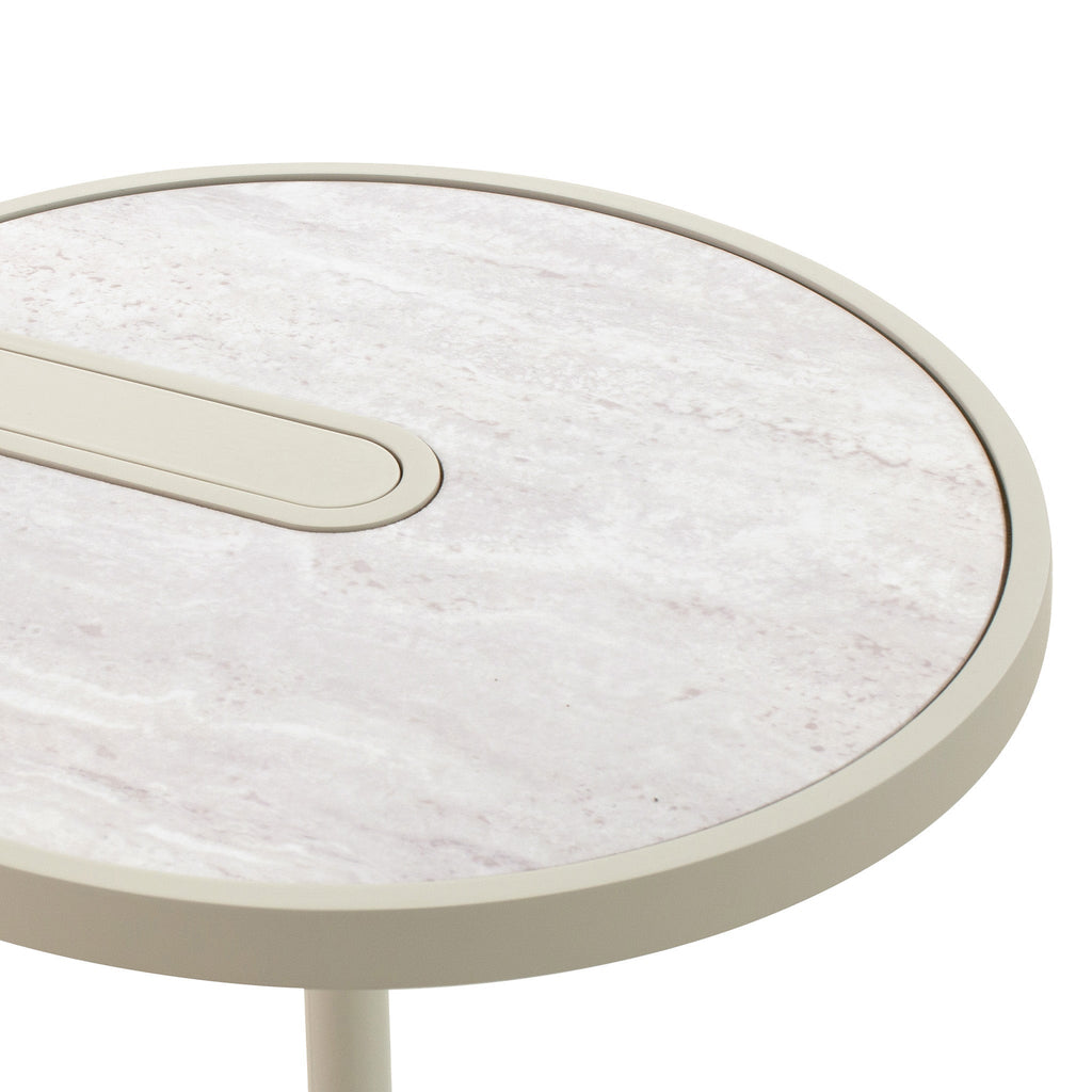 Beige Glass Capri Side Table - Warm Grey
