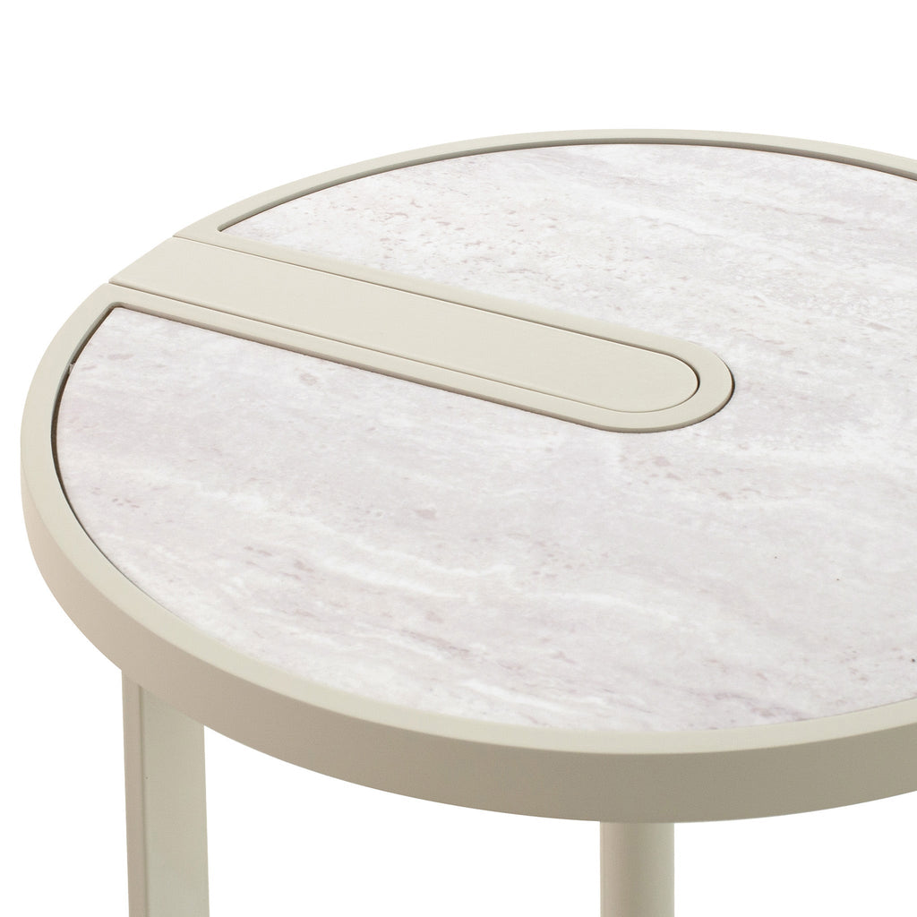Beige Glass Capri Side Table - Warm Grey