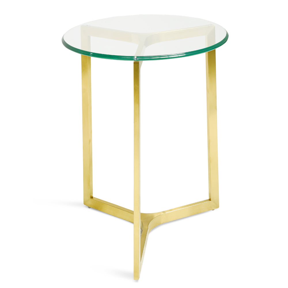 Round Glass Capri Side Table - Gold Base