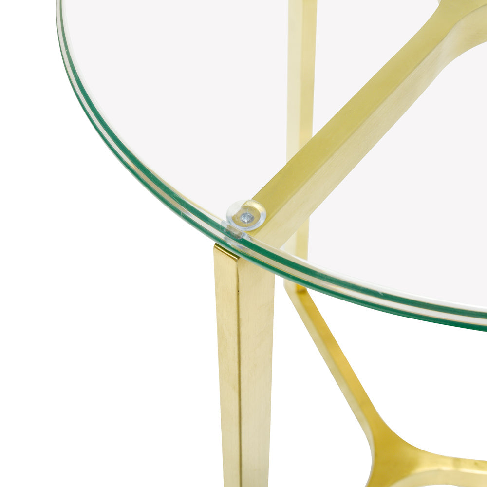 Round Glass Capri Side Table - Gold Base