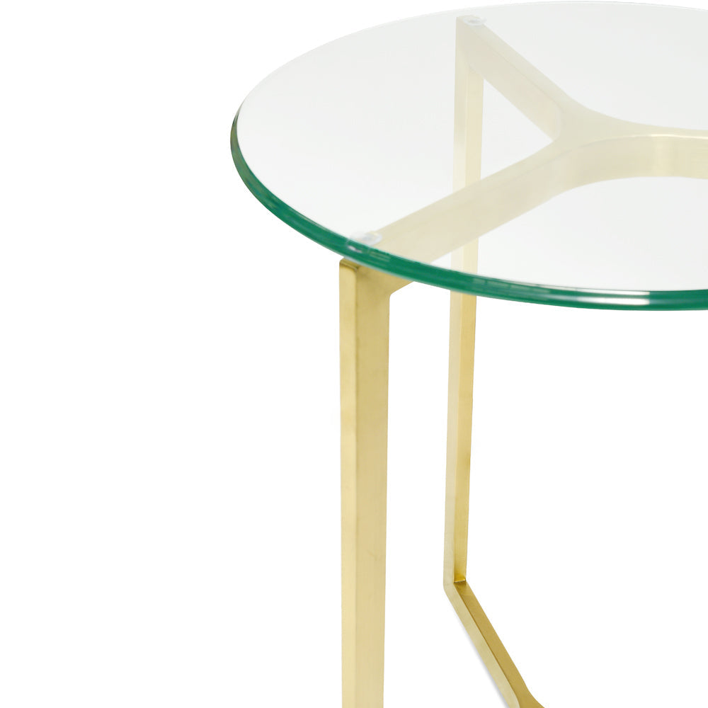 Round Glass Capri Side Table - Gold Base