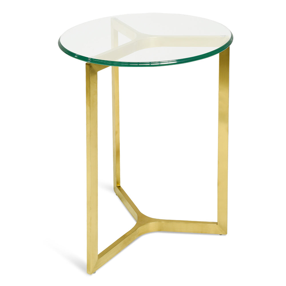 Round Glass Capri Side Table - Gold Base