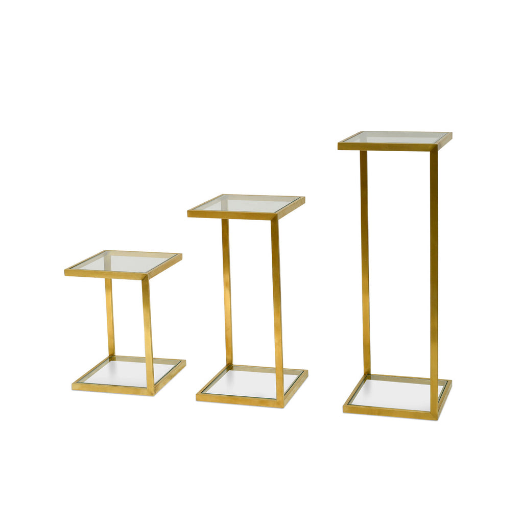 Glass Capri Side Table - Gold Base (Set of 3) - Last one