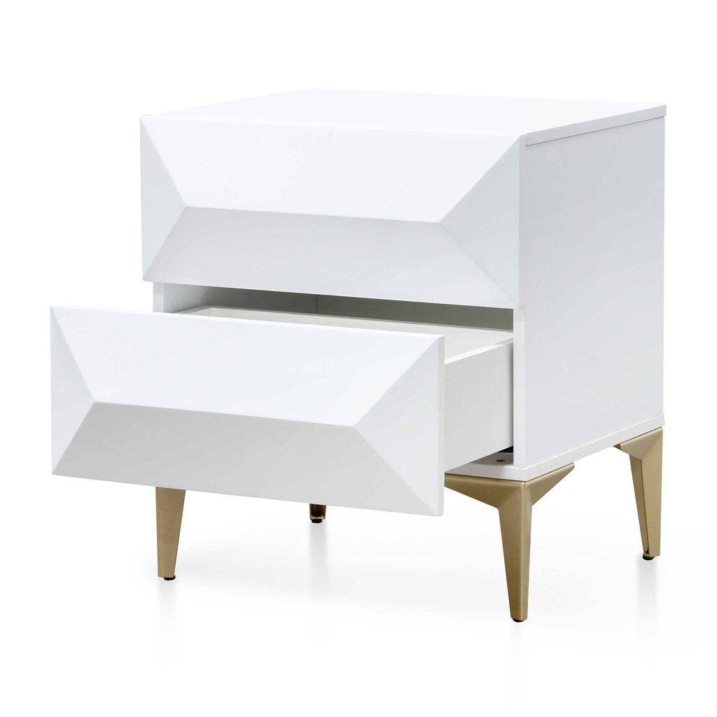 Wooden Capri Side Table - White with Gold Legs