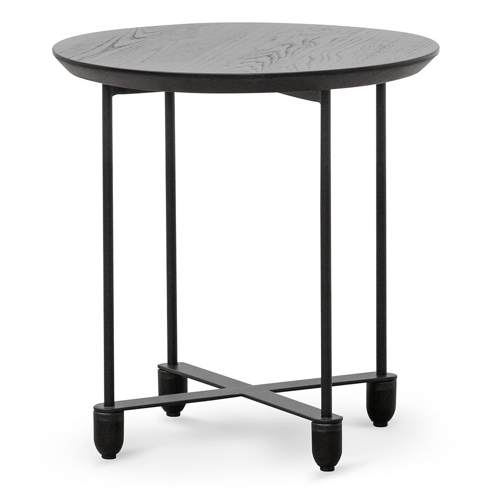 Wooden Top Capri Side Table - Full Black