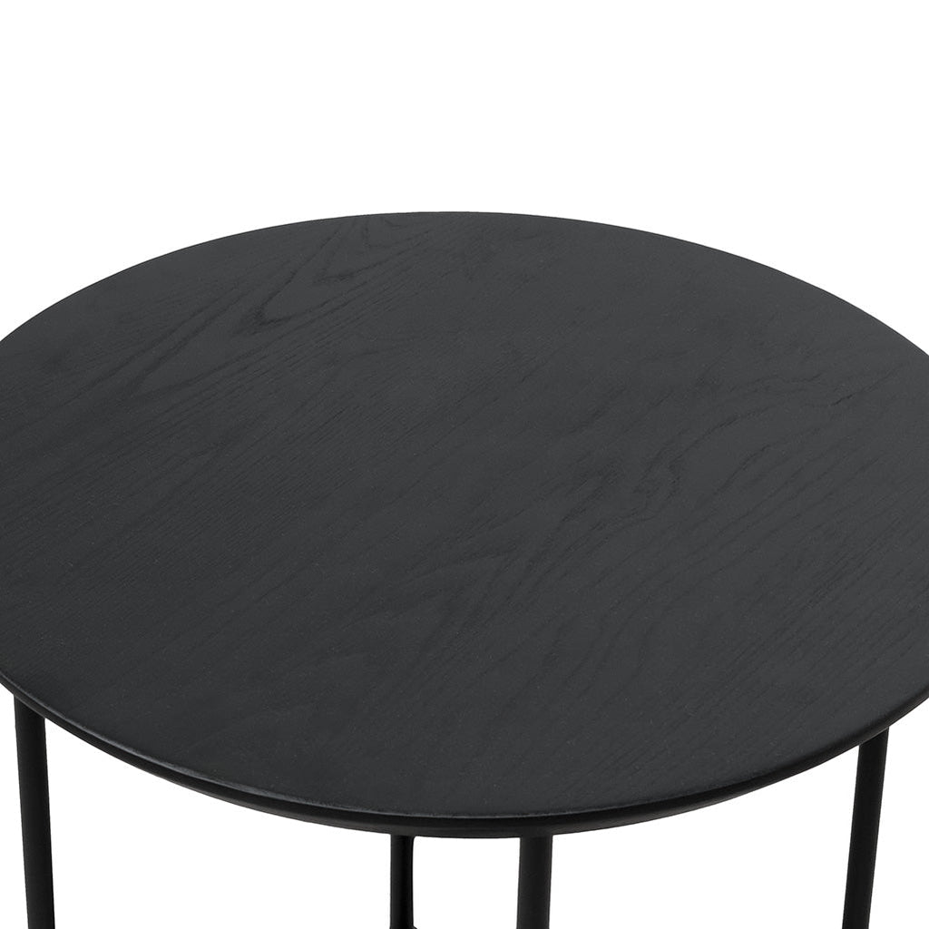 Wooden Top Capri Side Table - Full Black