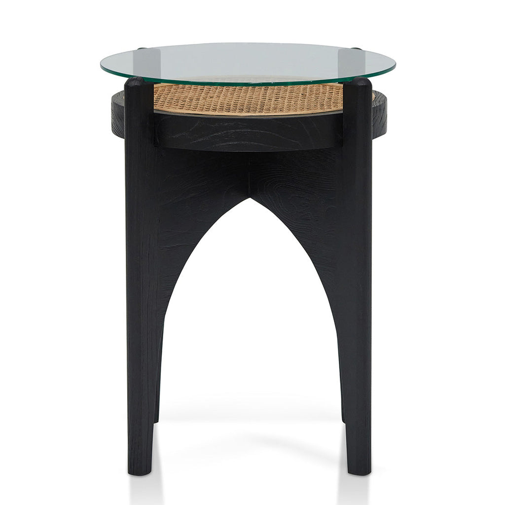 50cm Round Glass Capri Side Table - Black