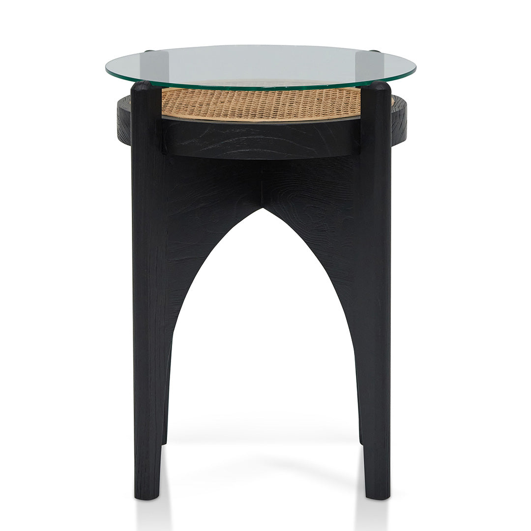 50cm Round Glass Capri Side Table - Black