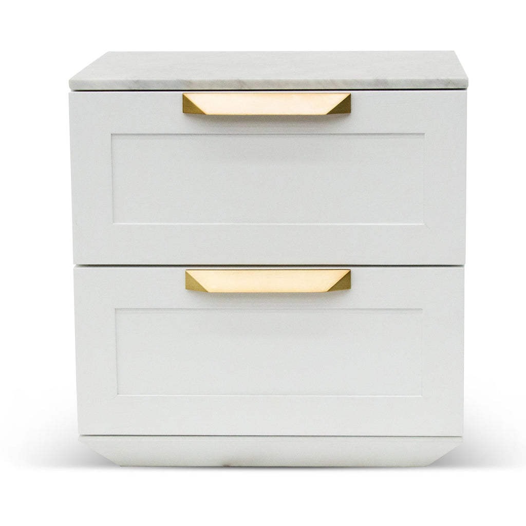 Bedside Table - White with Marble Top