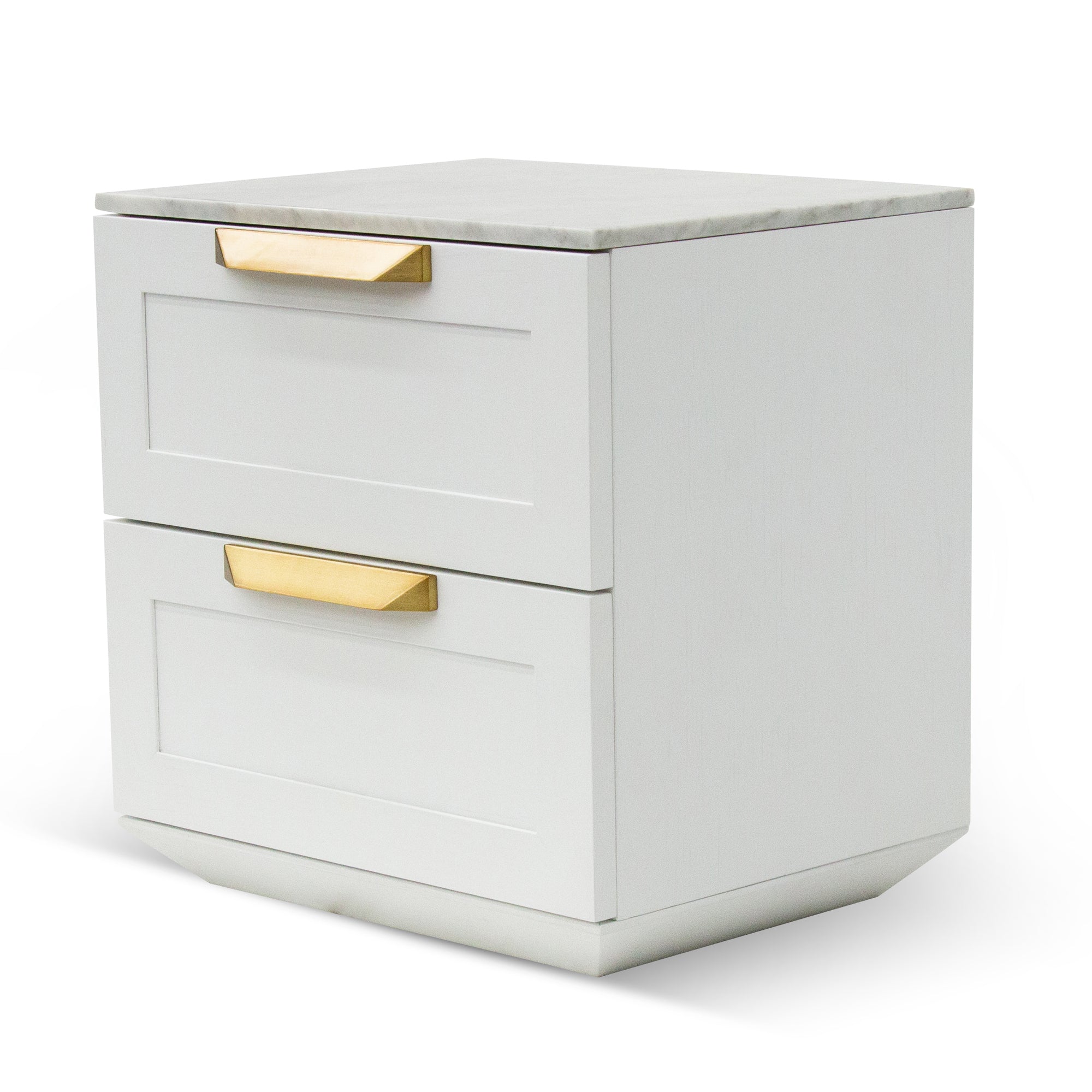 Bedside Table - White with Marble Top