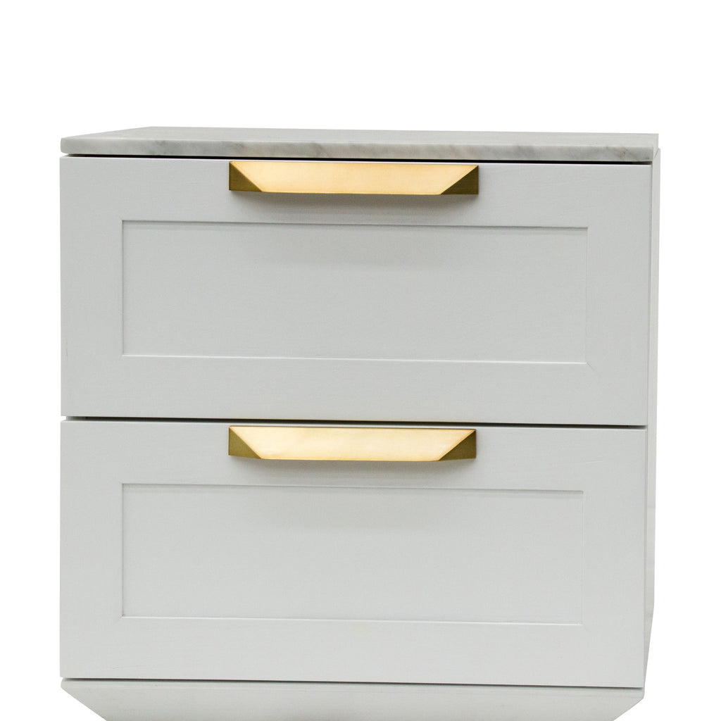 Bedside Table - White with Marble Top