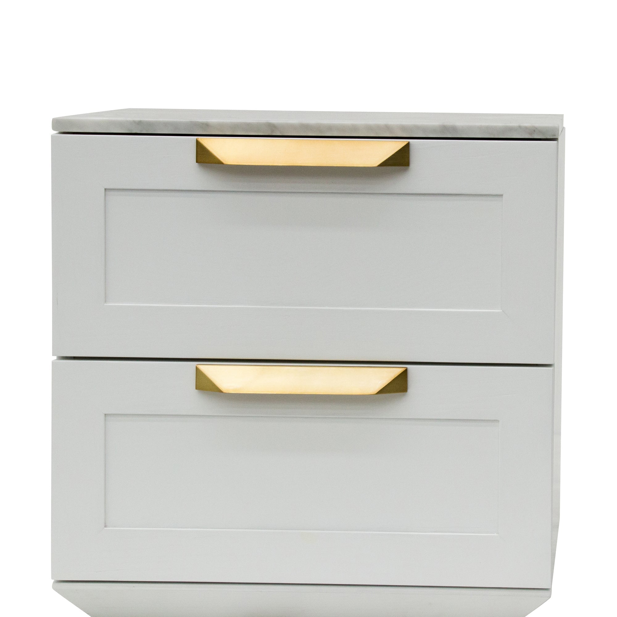 Bedside Table - White with Marble Top