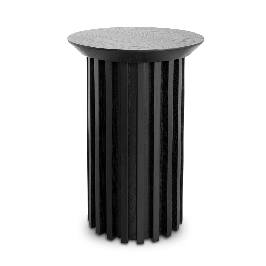 Round Capri Side Table - Black Oak