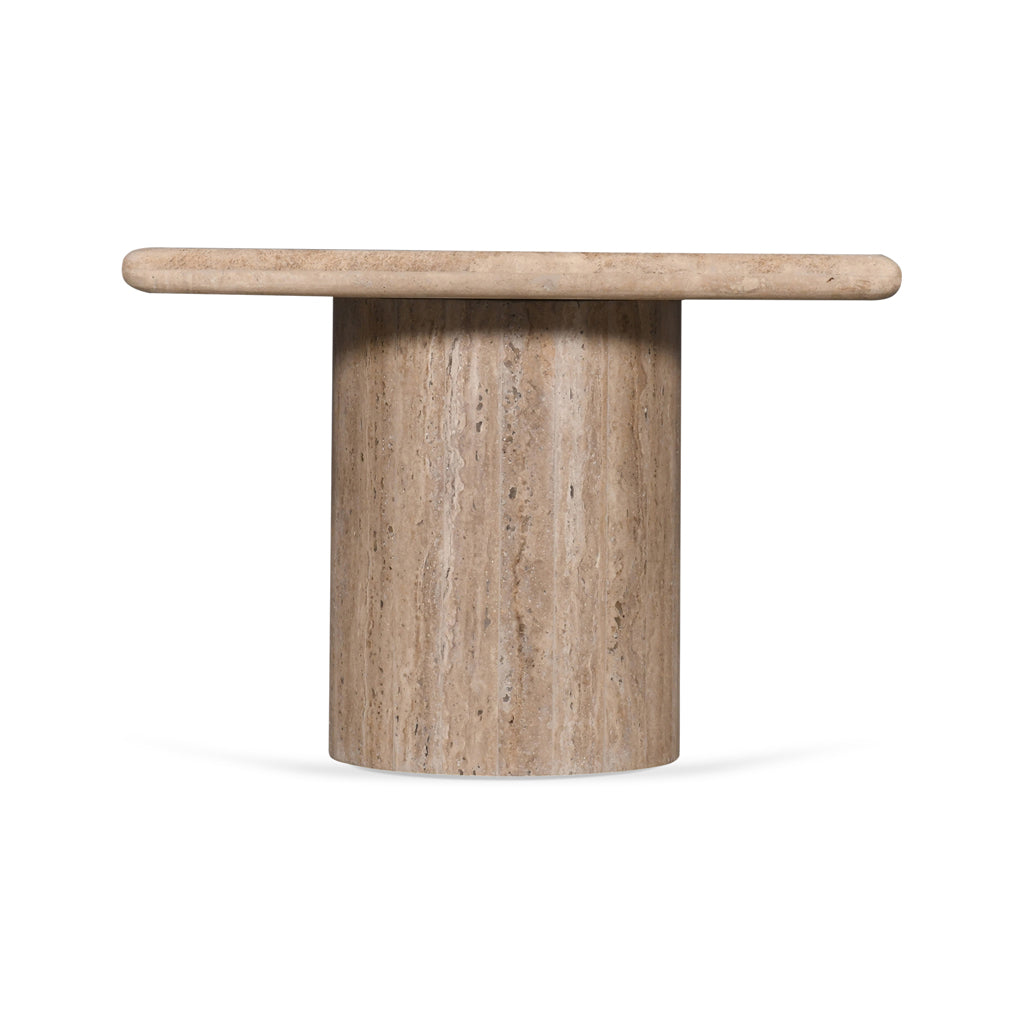 50cm Travertine Top Capri Side Table - Natural