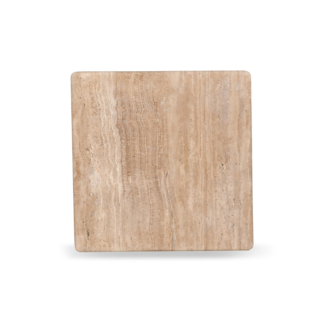 50cm Travertine Top Capri Side Table - Natural
