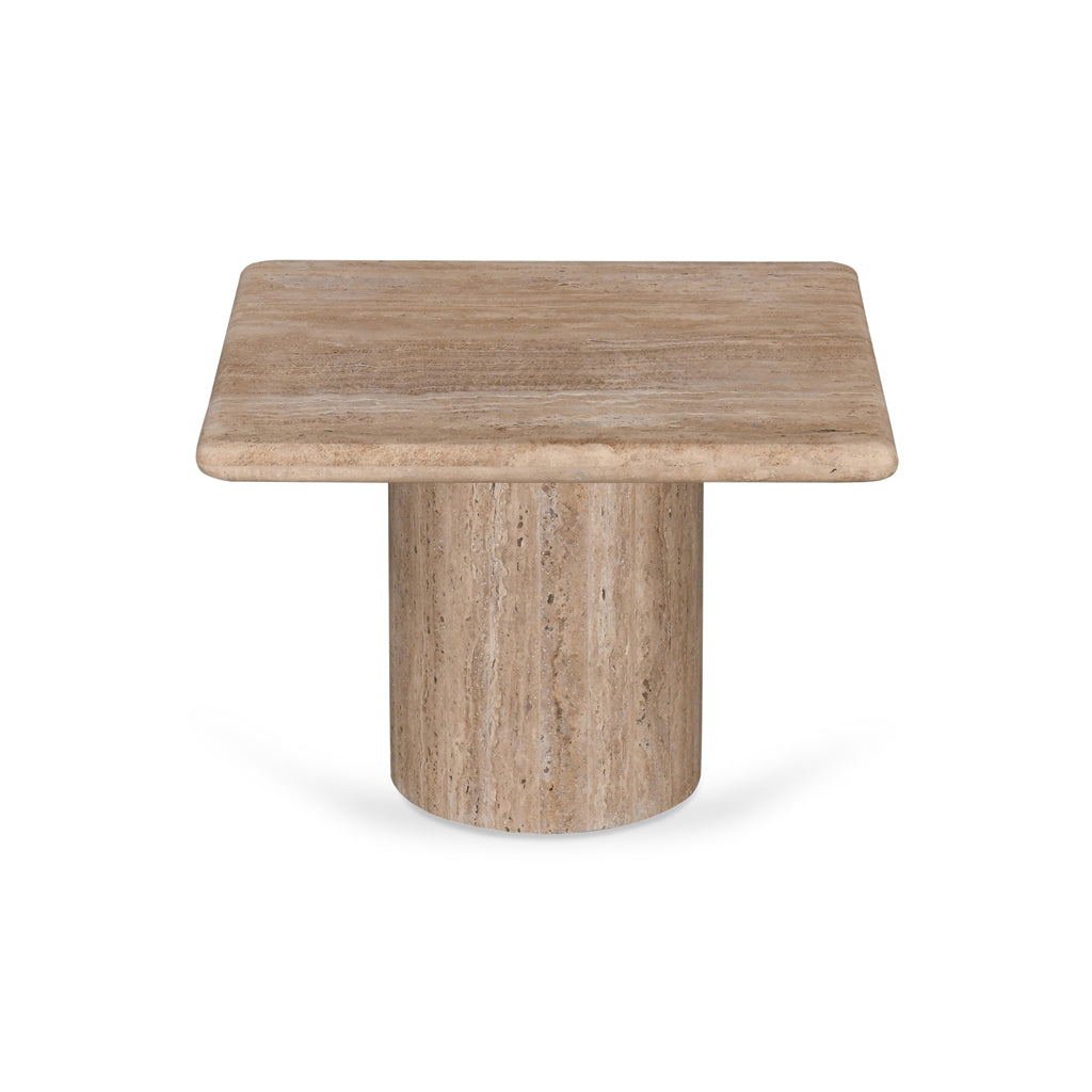50cm Travertine Top Capri Side Table - Natural
