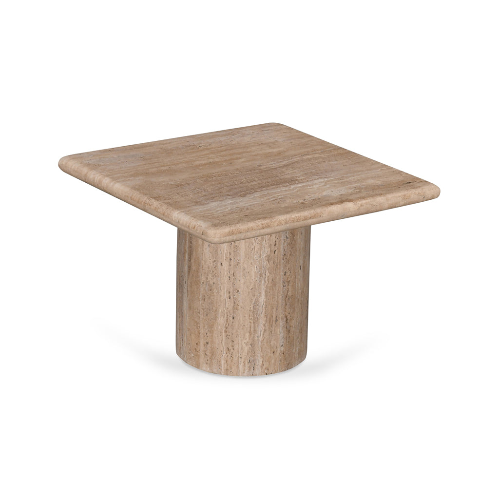 50cm Travertine Top Capri Side Table - Natural
