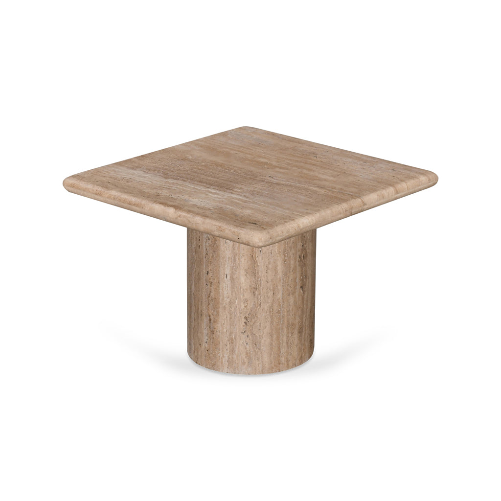 50cm Travertine Top Capri Side Table - Natural