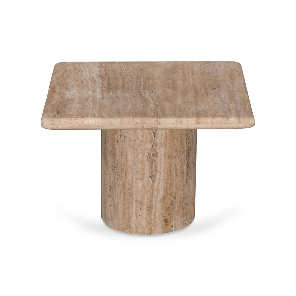 50cm Travertine Top Capri Side Table - Natural
