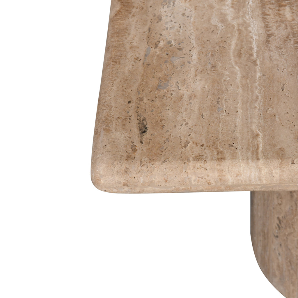 50cm Travertine Top Capri Side Table - Natural