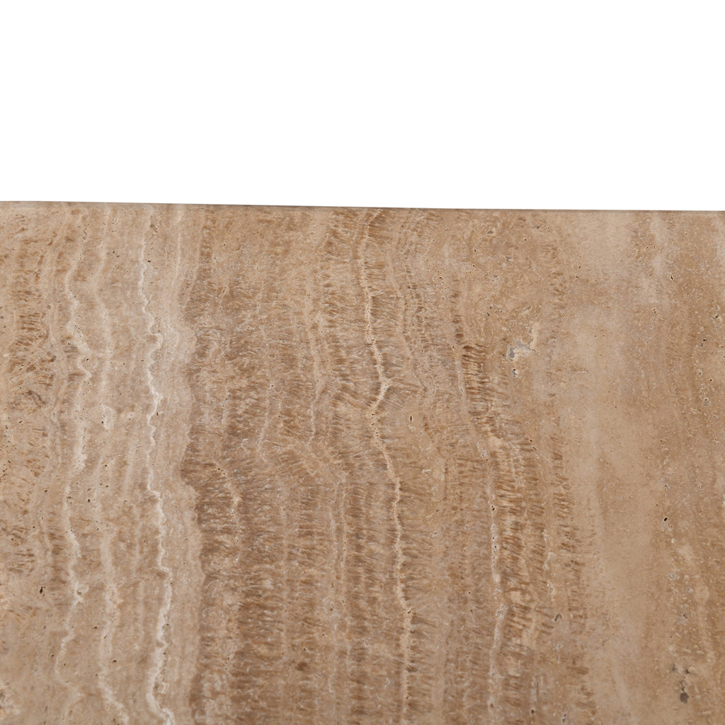50cm Travertine Top Capri Side Table - Natural