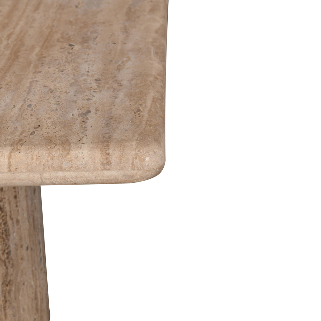 50cm Travertine Top Capri Side Table - Natural