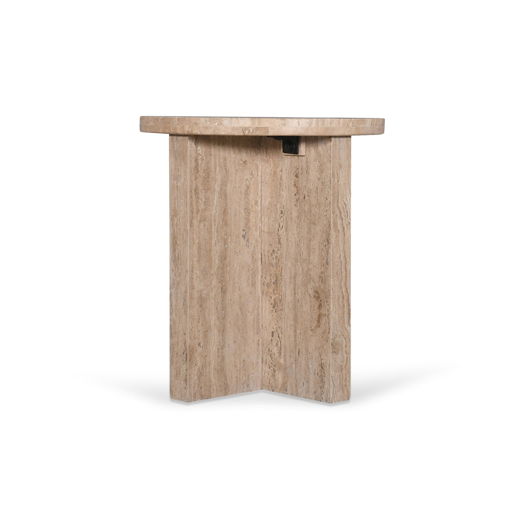 45cm Travertine Top Round Capri Side Table