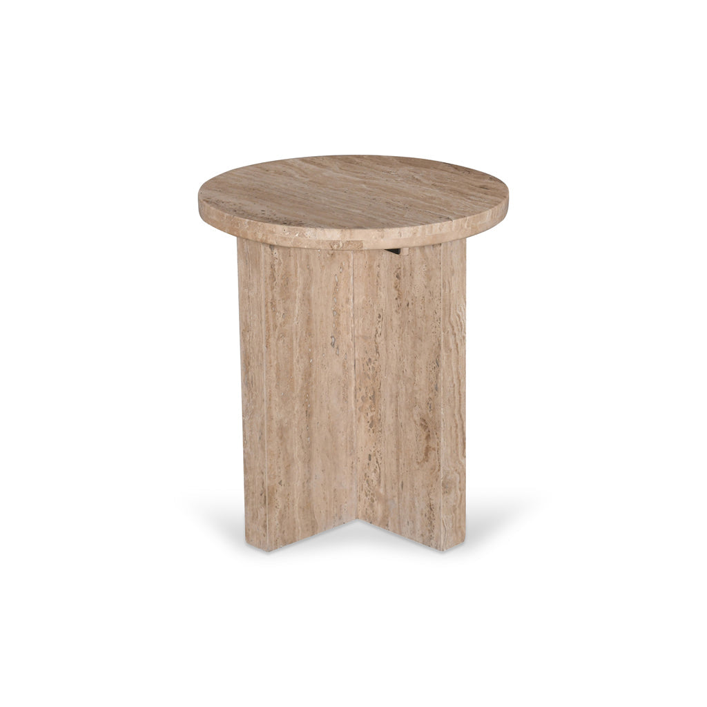 45cm Travertine Top Round Capri Side Table