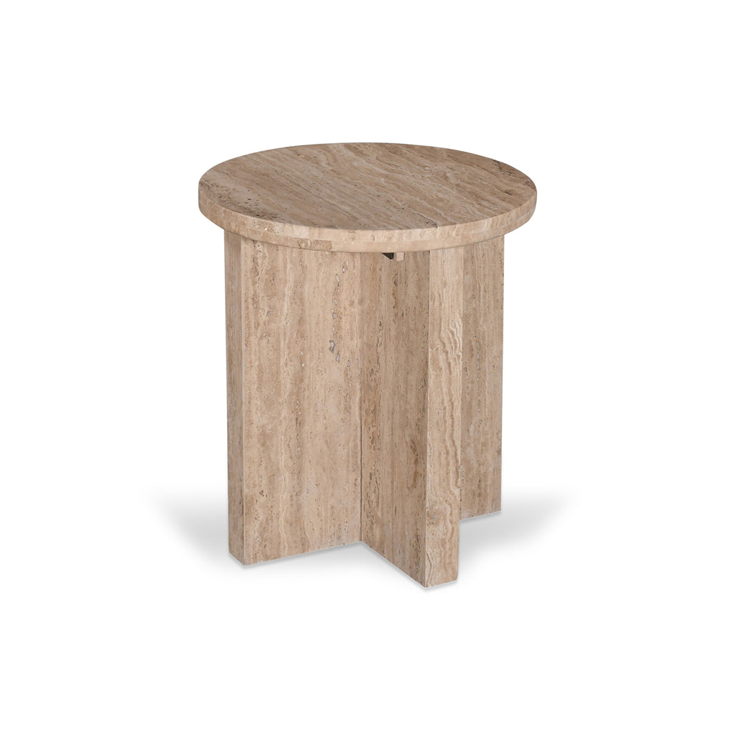 45cm Travertine Top Round Capri Side Table