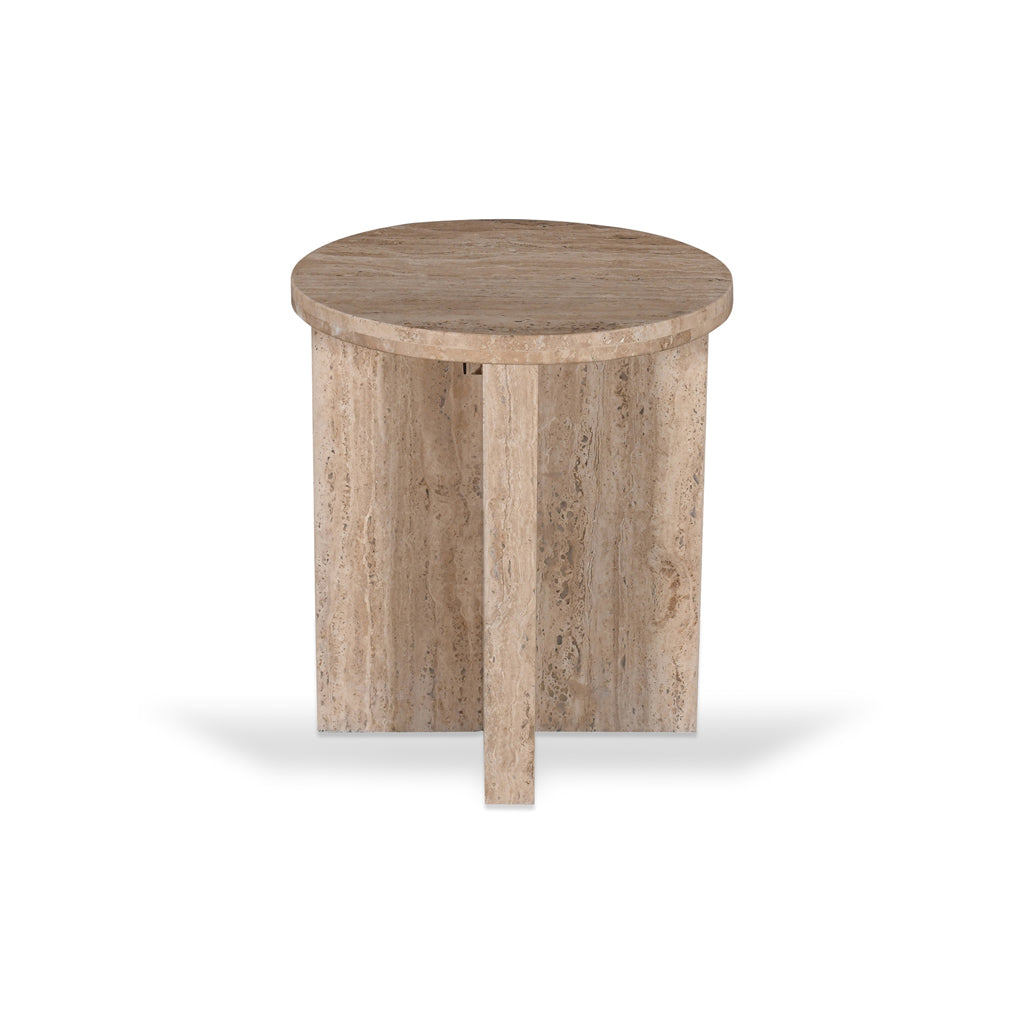 45cm Travertine Top Round Capri Side Table