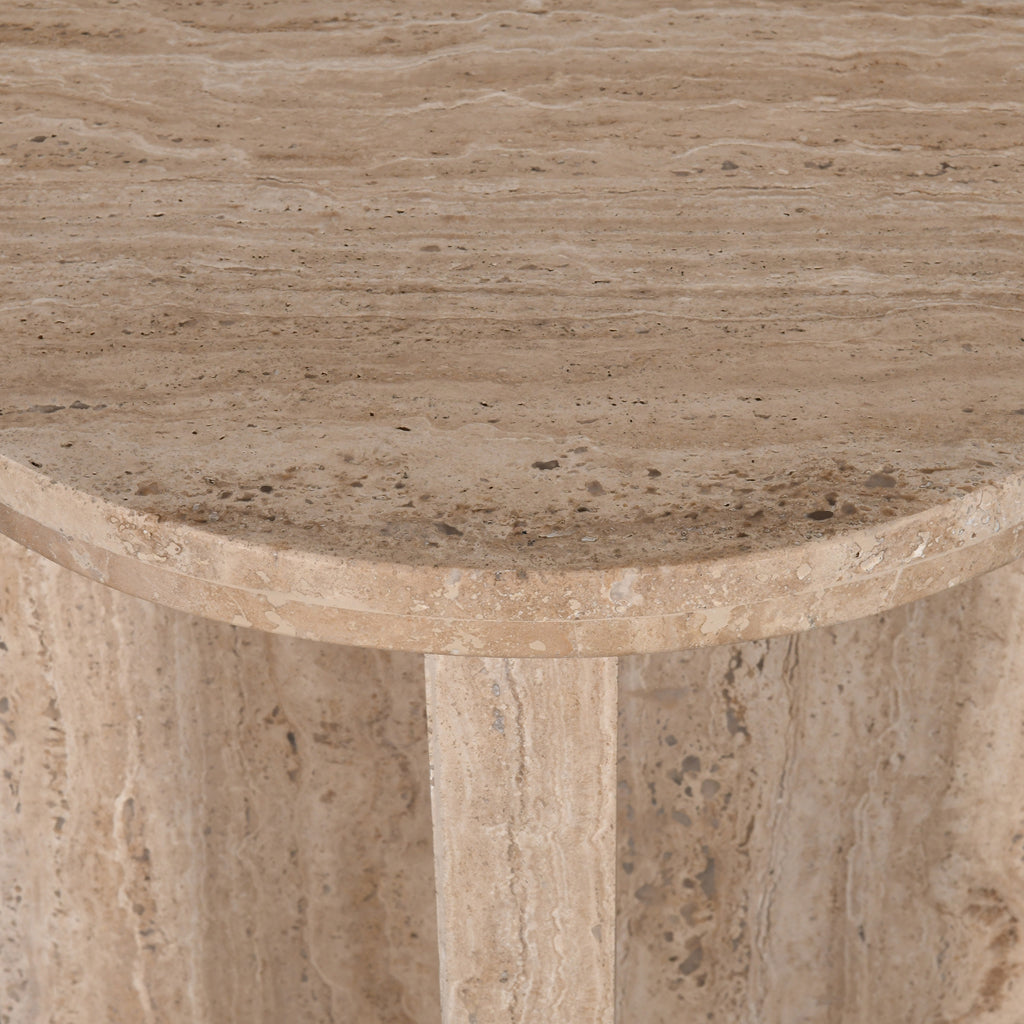 45cm Travertine Top Round Capri Side Table
