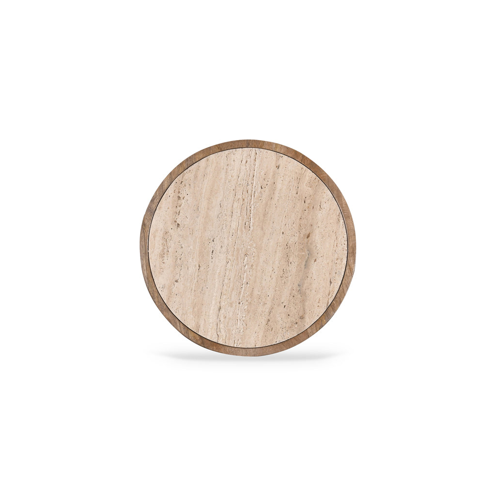 40cm Travertine Top Capri Side Table - Natural