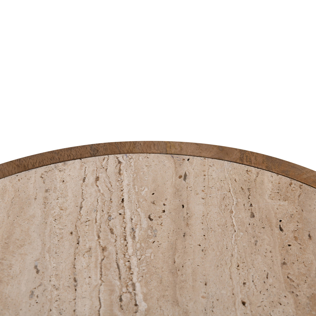 40cm Travertine Top Capri Side Table - Natural