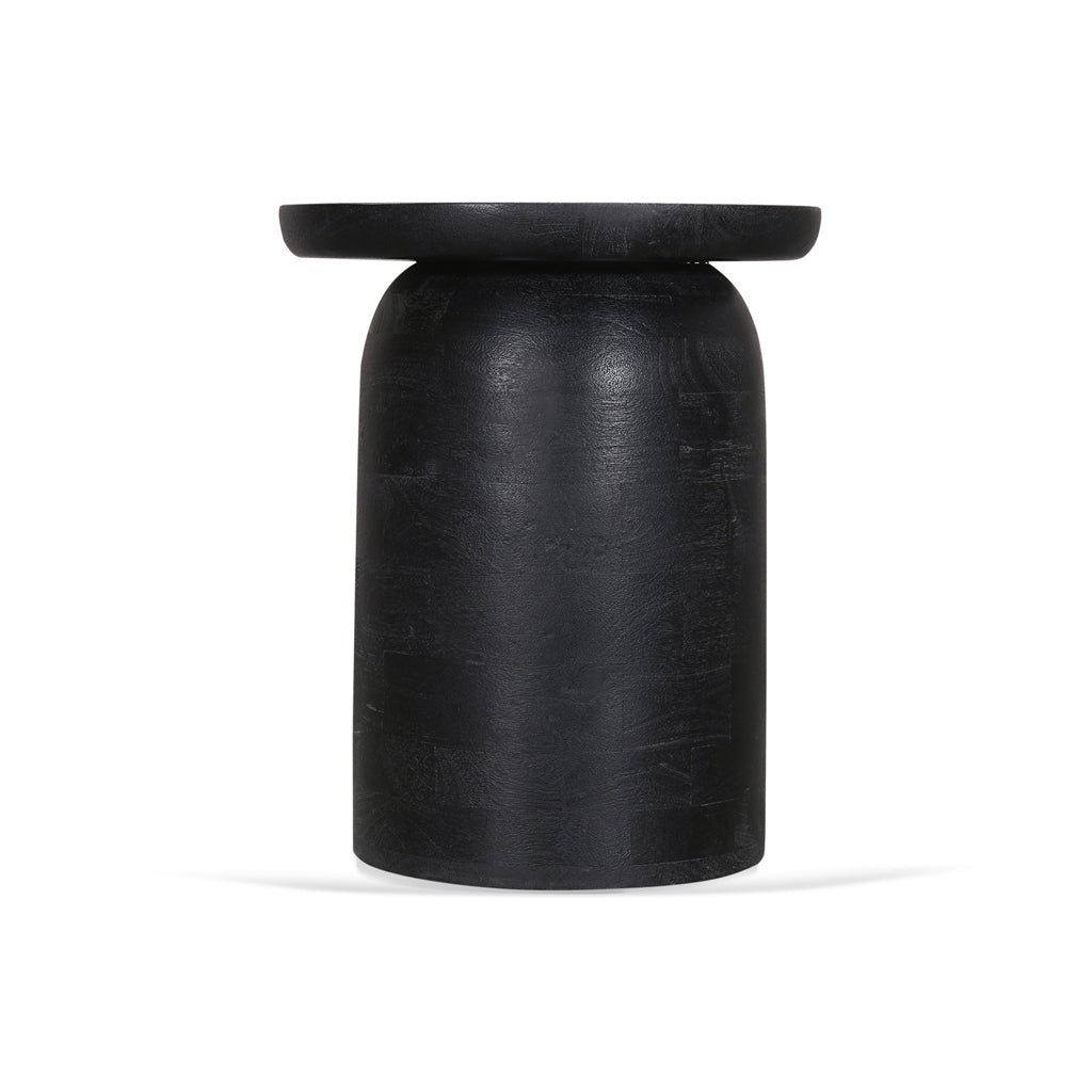 40cm Travertine Top Capri Side Table - Black