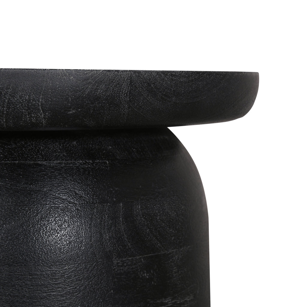 40cm Travertine Top Capri Side Table - Black