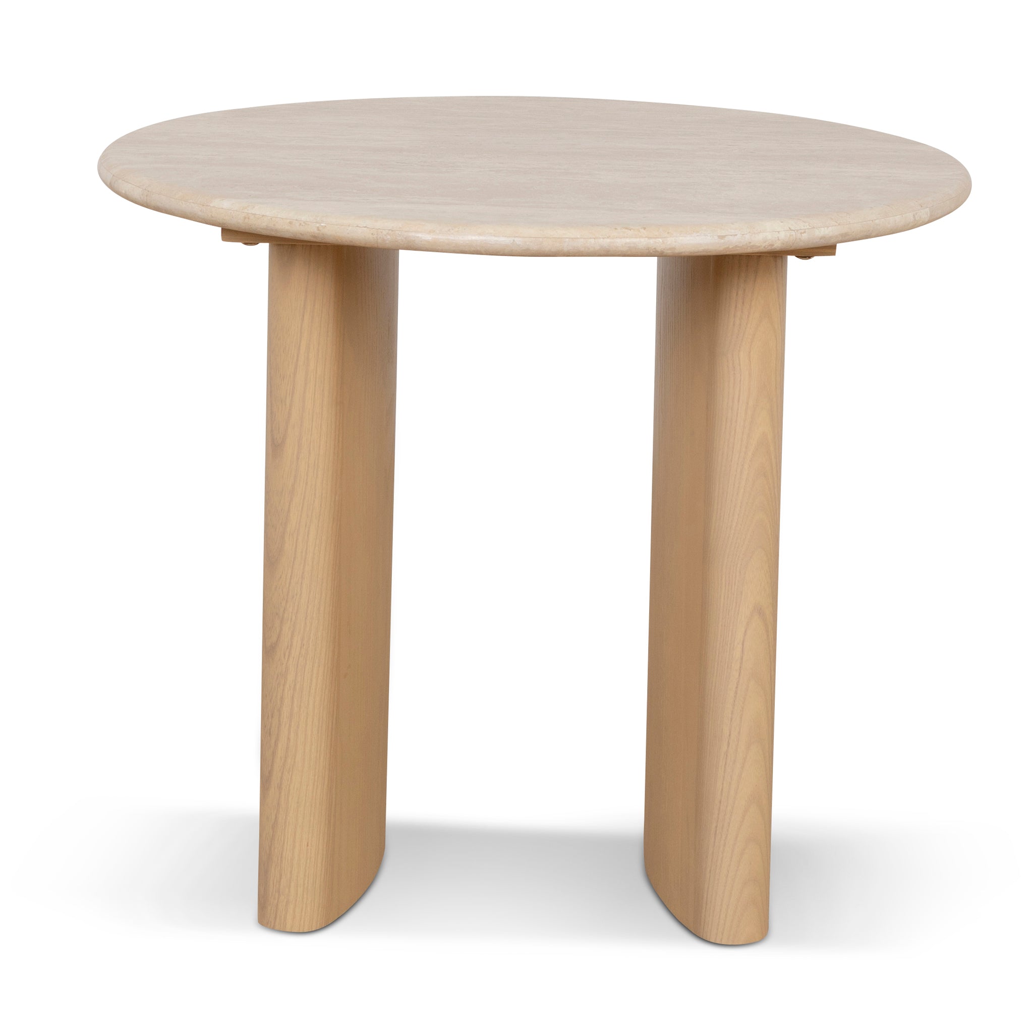 60cm Travertine Top Capri Side Table - Creme Ash